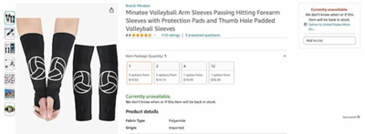 Arm Sleeve Accessories for Playing Volleyball